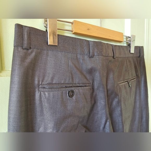 Virgin wool grey silver tailored dress pant trousers - Picture 8 of 11